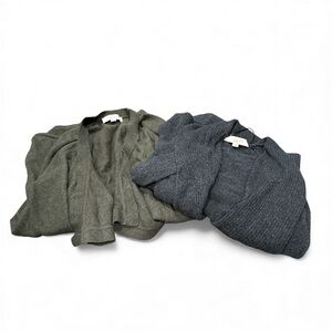 LOFT Charcoal and Green Knit Cardigans- Lot of 2
